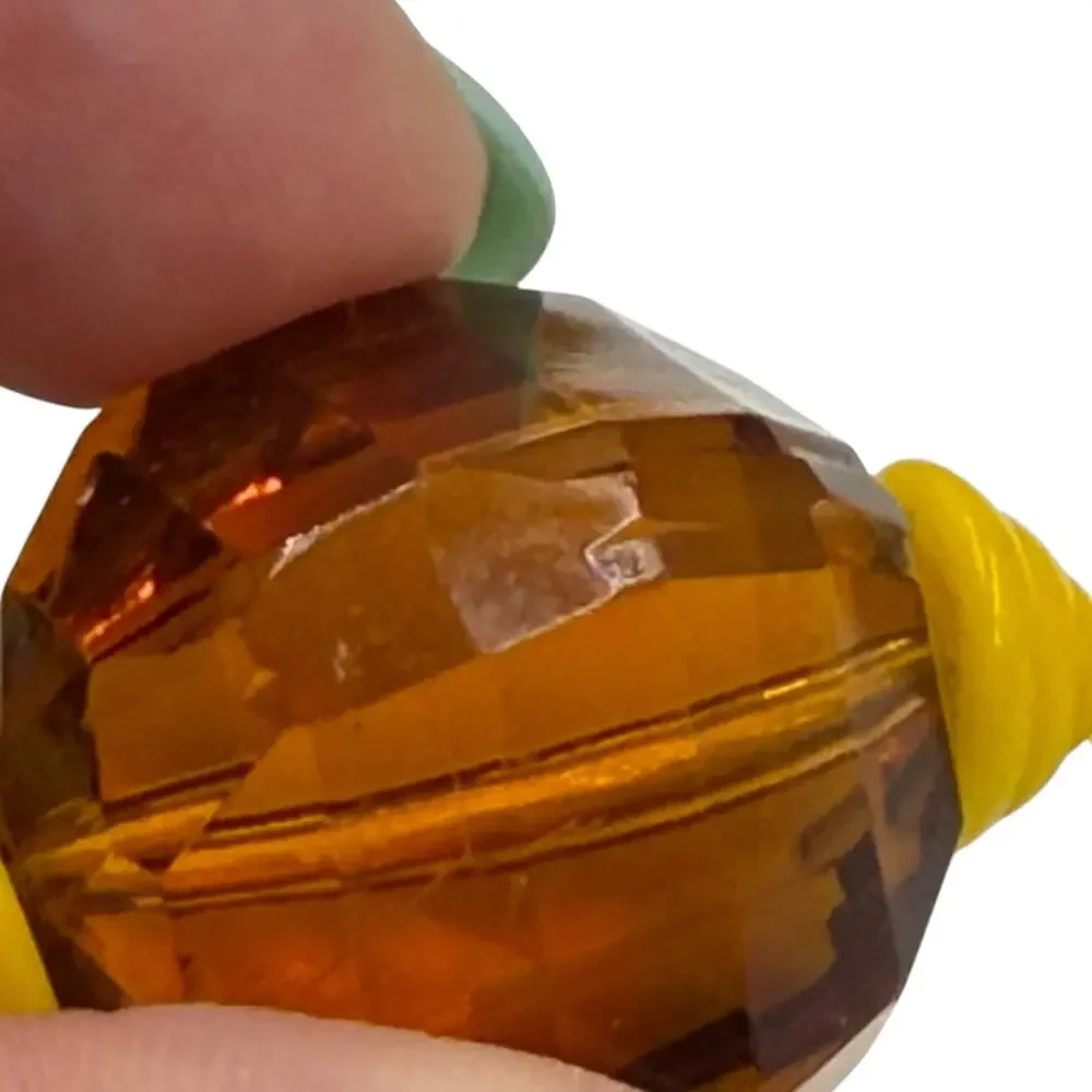 Vintage 30s Art Deco Amber Faceted Glass Yellow Celluloid Cone Choker Necklace